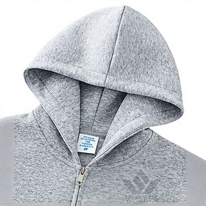 Sudadera con Capucha Unisex, Cierre Completo, Mezcla de Algodón y Poliéster, Corte Regular, Informal, Deportiva, para Otoño, Ropa de Trabajo - Product Image 3