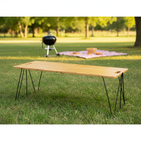 Table pliante d'extérieur en bambou - Légère pour pique-nique, pêche et barbecue - Mobilier d'extérieur