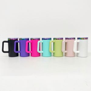 Custom LogoBulk Stainless Steel Mirror Rainbow Plated 20Oz Travel Mug Removable <b>Plastic</b> Handle With Slide Lids - Product Image 4