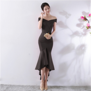 1327# Bride Red Mid-long Marriage <strong>Korean</strong> Dresses Slim Evening Dresses Formal <strong>Prom</strong> <strong>Gowns</strong> for Beauty Contest - Product Image 3