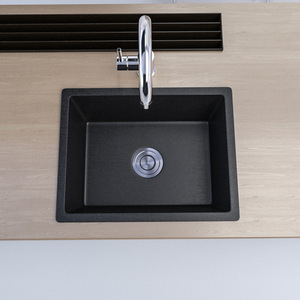 Design graphique 80% Quartz Tone Series Granite Undermount Grand évier de cuisine à bol unique, Noir - Product Image 2