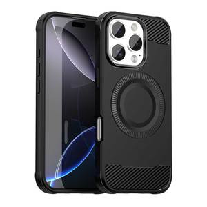 คาร์บอนไฟเบอร์แบบดูดแม่เหล็กสำหรับ <span class=keywords><strong>iPhone</strong></span> 16 PRO MAX 15 PLUS 14 Pro เคสป้องกันซิลิโคน TPU ของแท้กันกระแทก - Product Image 1