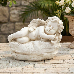 Statues d'anges en résine style jardin, ornements de chérubins Cottagecore pour paysages extérieurs romantiques et décoration de patio – Fulin Crafts - Product Image 1