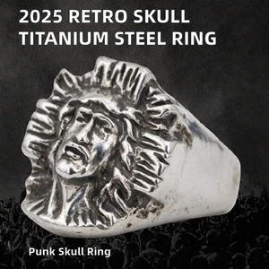 Anillo ORIGINAL de Titanio con Retrato de Calavera, Estilo Punk Vintage, Geométrico, Unisex, para Regalo o Fiesta - Product Image 2