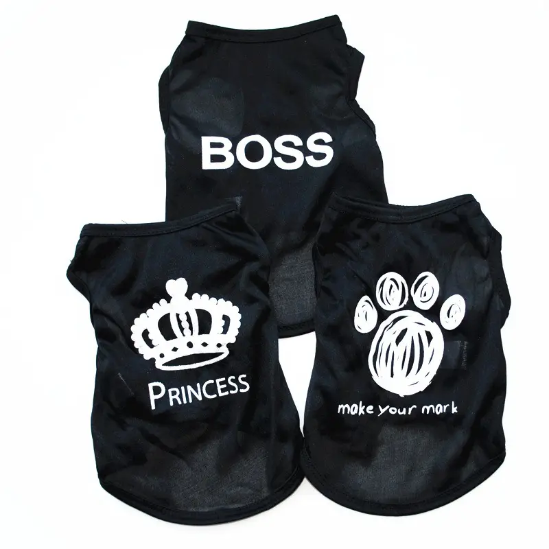 Cheap Puppy Clothes Summer Shirt for Chihuahua Yorkies Male Pet Outfits Cat Clothing Black Security Vest for Small Dog Boy