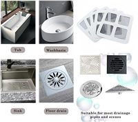 Maille autocollants salle de bain évier crépine auto-adhésif jetable douche Drain cheveux attrape autocollant pour douche baignoire
