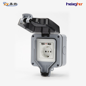 Height Outdoor Waterproof <b>Socket</b> With Usb Port Ip66 Abs Material 230V <b>Single</b> Outlet German Standard - Product Image 1