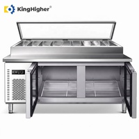 Table de préparation de salades sur mesure réfrigérée, 2 portes, refroidisseur sous comptoir, réfrigérateur commercial en acier inoxydable pour pizzas et sandwichs, double température