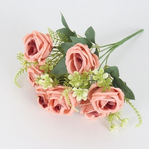 Bouquets de 7 roses artificielles style européen pour la décoration intérieure, hôtelière et extérieure, et la création de compositions florales en boîtes à fleurs - Product Image 4
