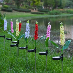 Lampes solaires de jardin extérieures étanches, imitation jacinthe violette, sur piquet, pour pelouse et cour - Product Image 2
