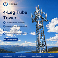 Tour en acier galvanisé à 4 poteaux autoportante pour antenne de communication, destinée aux réseaux de télécommunications et aux lignes de transmission électrique