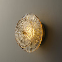 Applique murale LED postmoderne tout en cuivre avec abat-jour en verre rond - Design de luxe pour salon et chambre à coucher