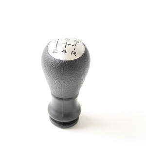 Pomo de palanca de cambios de coche, cuero negro con tapa plateada, 5 velocidades, manual, para Peugeot Citroen C2 C3 C4L C5 206 306 307 308 406 - Product Image 1