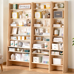 Étagère simple en bois massif, bibliothèque sur pied, étagère pour livres illustrés pour enfants, étagère murale de rangement, salon - Product Image 1