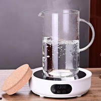 Moderne hittebestendige borosilicaat glazen koffiekan met deksel en handvat, 1700ml, voor ijskoffie & thee