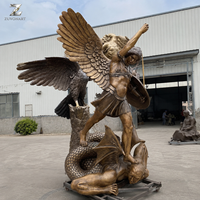 Sculpture en bronze de Saint Michel Archange, artisanat métallique, moulage à la cire perdue, statue religieuse durable pour la décoration de villas, jardins et monuments.