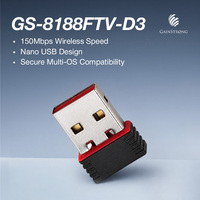 Mini Adaptador de Red Inalámbrico USB 2.0 de 150Mbps y 2.4GHz para Escritorio y Portátil con Antena Integrada
