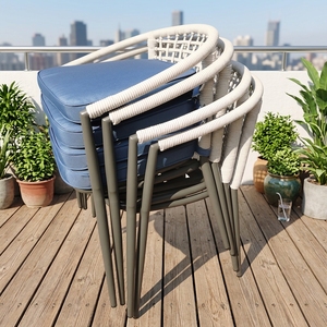 Ensemble de chaises de patio modernes en aluminium meubles de jardin en <span class=keywords><strong>osier</strong></span> et rotin empilables avec matériau métallique - Product Image 3