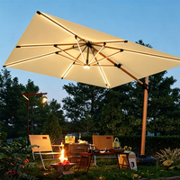 Parasol Cantilever Moderne de Grande Taille à Prix d'Usine, Parasol Commercial d'Extérieur Carré avec Éclairage LED