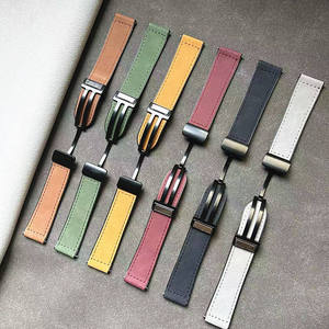 Crazy <b>Horse</b> Pattern Silicone Leather Watch Strap with Luxury Buckle <b>Magnetic</b> <b>Band</b> <b>for</b> Huawei <b>for</b> GT4 <b>for</b> Samsung <b>for</b> Apple - Product Image 1