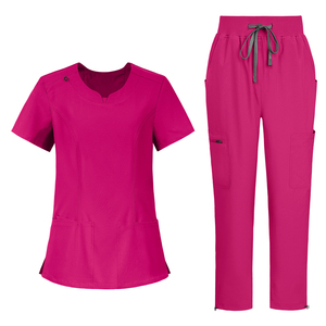 Ensemble de blouses d'infirmière unisexe extensibles dans les quatre sens, col en V, manches courtes, uniforme d'hôpital, 92% polyester, 8% élasthanne, en stock, nouvelle arrivée - Product Image 6