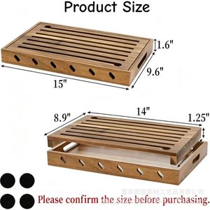 Bandejas de madera maciza para pan, platos de madera para exhibir pasteles y repostería, platos rectangulares para sushi. - Product Image 4