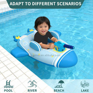 Gommone Gonfiabile a Forma di Aeroplano per Bambini con Pistola ad Acqua, Galleggiante Anti-Ribaltamento per Neonati e Bambini con Spruzzatore d'Acqua - Product Image 2