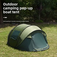Tente de camping portable en forme de bateau, sans configuration requise, imperméable, résistante au vent (1000-1500 mm), épaissie, à lancer rapidement à la main
