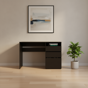 Scrivania per Computer in Wengue Nero con 3 Cassetti e 1 Ripiano, Arredo Ufficio Durevole in Legno MDF - Product Image 2