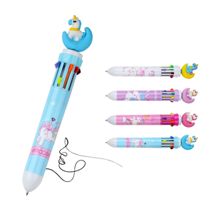 Wholesale 10 Colors Cute Color Ball <b>Pen</b> with Kawaii Silicone Animal Unicorn Head for Kids Student - Product Image 1