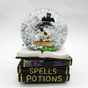 OEM hecho a mano resina 80MM esqueleto iluminado agua globo más nuevo recuerdo bruja estatuilla para interior Halloween bola de cristal Decoración - Product Image 4