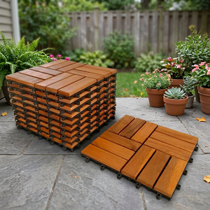 Loseta de Madera y Plástico Compuesto Antideslizante, Encajable, Moderna, para Terraza, Patio, Balcón, Jardín, Fácil de Instalar, 30x30cm - Product Image 3