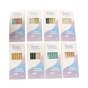เทียนวันเกิดแบบใหม่เรียบง่าย สีบรอนซ์ สำหรับเด็กอายุหนึ่งขวบ ไร้ควัน สำหรับงานปาร์ตี้ ตกแต่งเค้ก บรรจุกล่อง 6 เล่ม เทียนดินสอ ทำจากพาราฟิน - Product Image 6