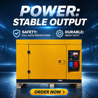 Générateur diesel silencieux refroidi par eau, mobile, 5kW 8kW 10kW 12KW 15KW 18KW 20kW 25kW 30kW 10KVA 12KVA 15KVA 18KVA, avec ATS AVR