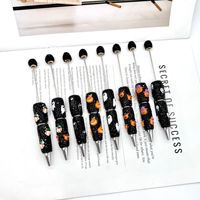 Nouveau stylo bille en plastique de 14,5 cm, décorations créatives de citrouille et de fantôme en strass découpés pour Halloween, encre multicolore