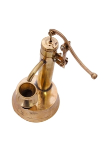 Brass Hand Pump Traditional Tabletop Home Decor Indoor Living Room Ornament with Round Design <b>Rustic</b> Vintage Accent Piece - Product Image 3