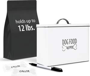 Büyük beyaz çiftlik tarzı Metal köpek maması saklama kabı sevimli dekoratif kapak ile evcil hayvanlar için yüksek kalite kedi maması Bin hediye - Product Image 2