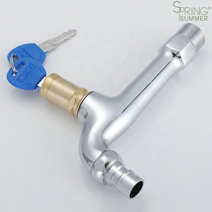 <span class=keywords><strong>Robinet</strong></span> mural antivol en laiton blanc avec serrure G1/2 et <span class=keywords><strong>clé</strong></span> pour lavabo et machine à laver - Product Image 4