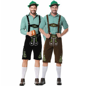 Trajes de Oktoberfest <span class=keywords><strong>para</strong></span> hombre, estilo bordado de <span class=keywords><strong>dos</strong></span> colores, festival de la cerveza bávara alemana, Cosplay, pantalones de Halloween <span class=keywords><strong>para</strong></span> hombre - Product Image 1