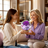 Livraison de fleurs préservées, rose violette éternelle fraîche dans un dôme en verre, cadeaux pour anniversaire, fête des mères, Noël, demande en mariage