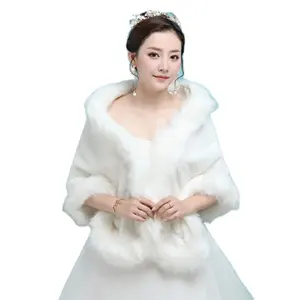 Feishiluo hiver femmes fausse <span class=keywords><strong>fourrure</strong></span> veste boléro vison cheveux col châle mariage Wrap Capes Ponchos pardessus pour les événements de mariée - Product Image 1