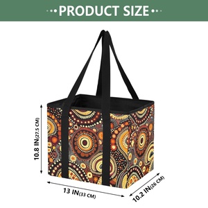 Bolsas de compras reutilizables con diseño de arte tradicional aborigen australiano, organizadores para el coche, bolsa de compras plegable con dos asas - Product Image 2