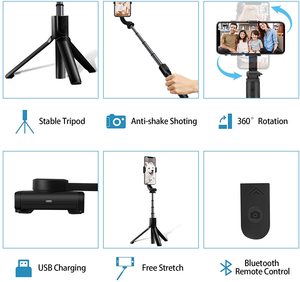 Estabilizador de vídeo de cardán inteligente de mano H5 trípode integrado y Palo de Selfie telescópico con soporte para teléfono Compatible con iPhone Android - Product Image 5