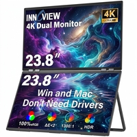 Monitor Pieghevole a Doppio Schermo 23.8 4K 60Hz QHD, Display Portatile per Laptop, Postazione di Lavoro Multi-Modalità, Dispositivo Efficiente