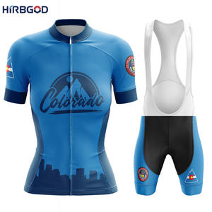 Hirbgod Womens Amerika Ontwerp Serie Fiets Kleding Set Eco-Dagelijks Wielertrui Met Reflecterende Gym Bike <span class=keywords><strong>Shorts</strong></span> - Product Image 2
