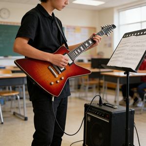 Guitarra Eléctrica Semisólida Fabricada en China, Guitarra Eléctrica <span class=keywords><strong>de</strong></span> Madera Maciza con Sonido Rico - <span class=keywords><strong>Precio</strong></span> Económico para Principiantes, Práctica Diaria - Product Image 1