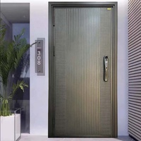 Puerta de Entrada de Seguridad de Aleación de Aluminio de Alta Gama, Moderna, Personalizable, con Aislamiento Térmico Interior, para Fábrica, Hogar y Patio