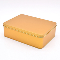 Boîtes en métal rectangulaires dorées de qualité alimentaire pour biscuits et thé, boîte en étain personnalisée avec impression