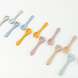 Cucharas de silicona personalizadas para bebés, tenedores para comer, cucharas de silicona para alimentar al bebé, cucharas de silicona para aprender a comer arroz. - Product Image 1