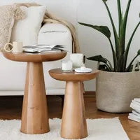Table d'appoint basse moderne et minimaliste en bois massif de pin Wabi Sabi pour salon, petite table décorative pour la maison